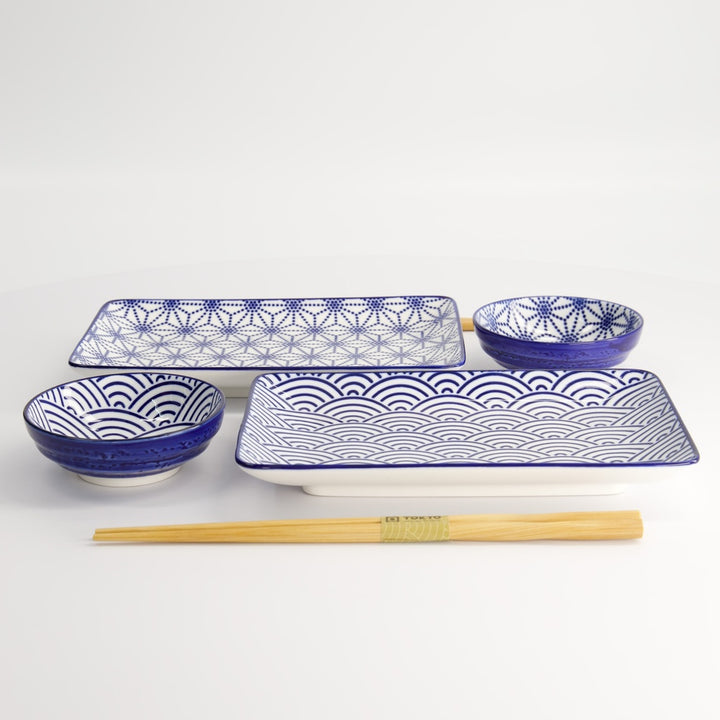 Nippon Blue Sushi Giftset 6pcs 21x13.5 & 9.5x3cm Wave/Star