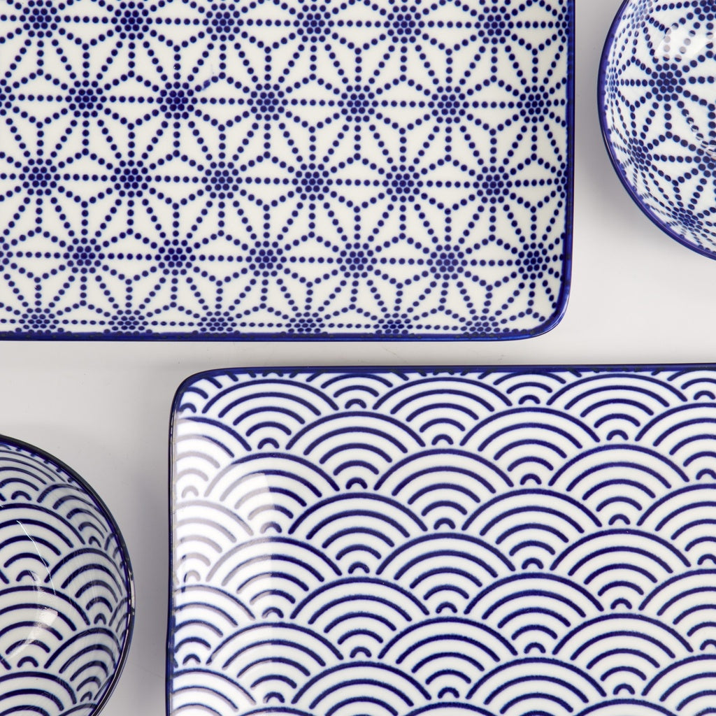 Nippon Blue Sushi Giftset 6pcs 21x13.5 & 9.5x3cm Wave/Star