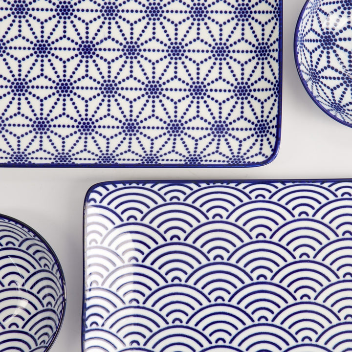 Nippon Blue Sushi Giftset 6pcs 21x13.5 & 9.5x3cm Wave/Star