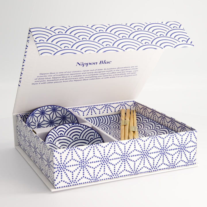 Nippon Blue Sushi Giftset 6pcs 21x13.5 & 9.5x3cm Wave/Star