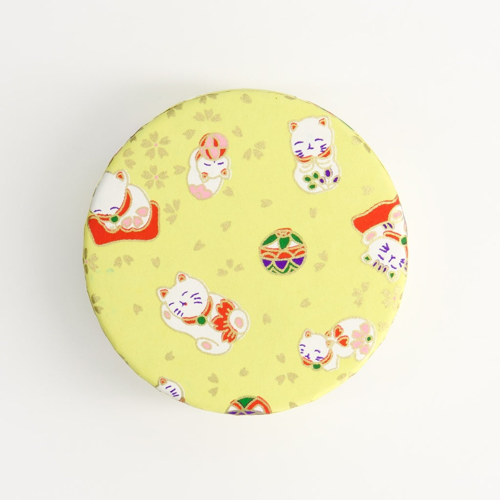 Matcha with Lucky Cat Tea Container 7.5x3.3cm 30g Yellow