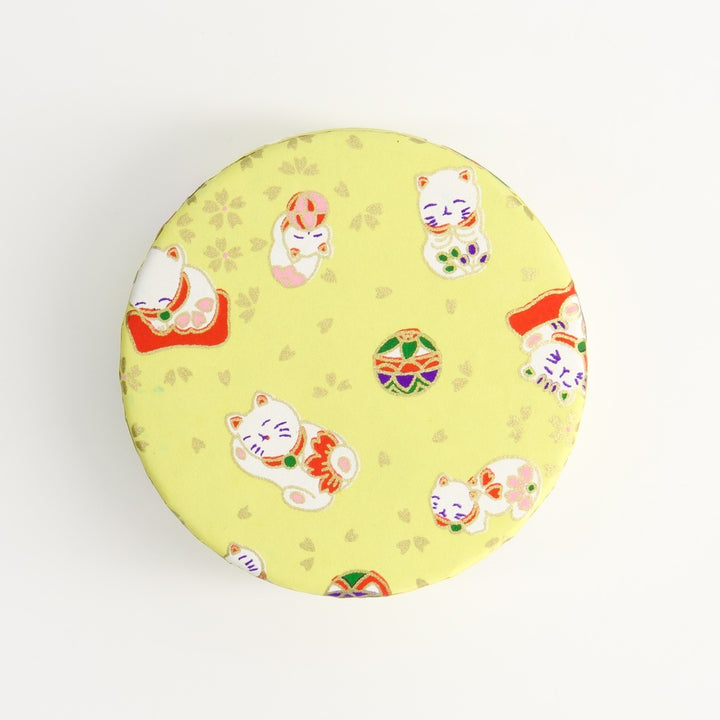 Matcha with Lucky Cat Tea Container 7.5x3.3cm 30g Yellow