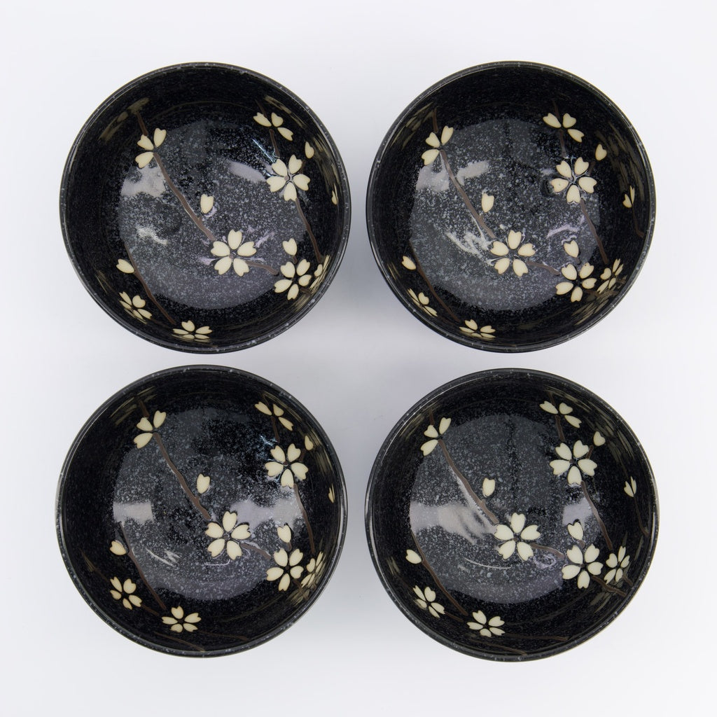 Sakura Bowl Giftset 4pcs 12.5x7cm 450ml Black