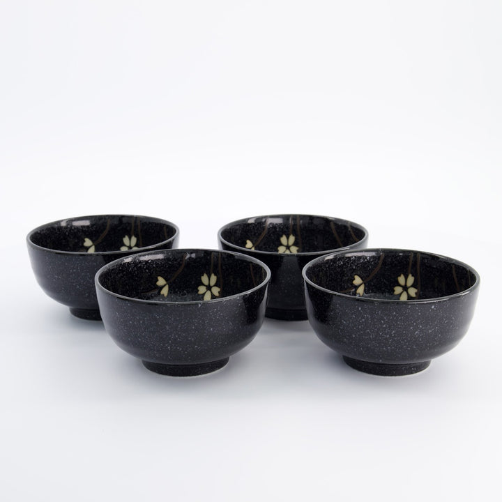 Sakura Bowl Giftset 4pcs 12.5x7cm 450ml Black