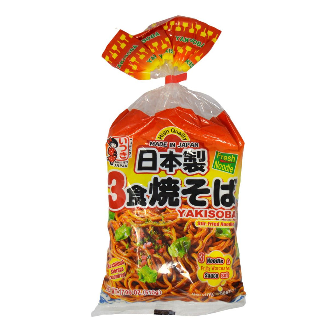 Itsuki Teppan Yakisoba Stir-Fried Noodles with Sauce 510g (3 Servings)