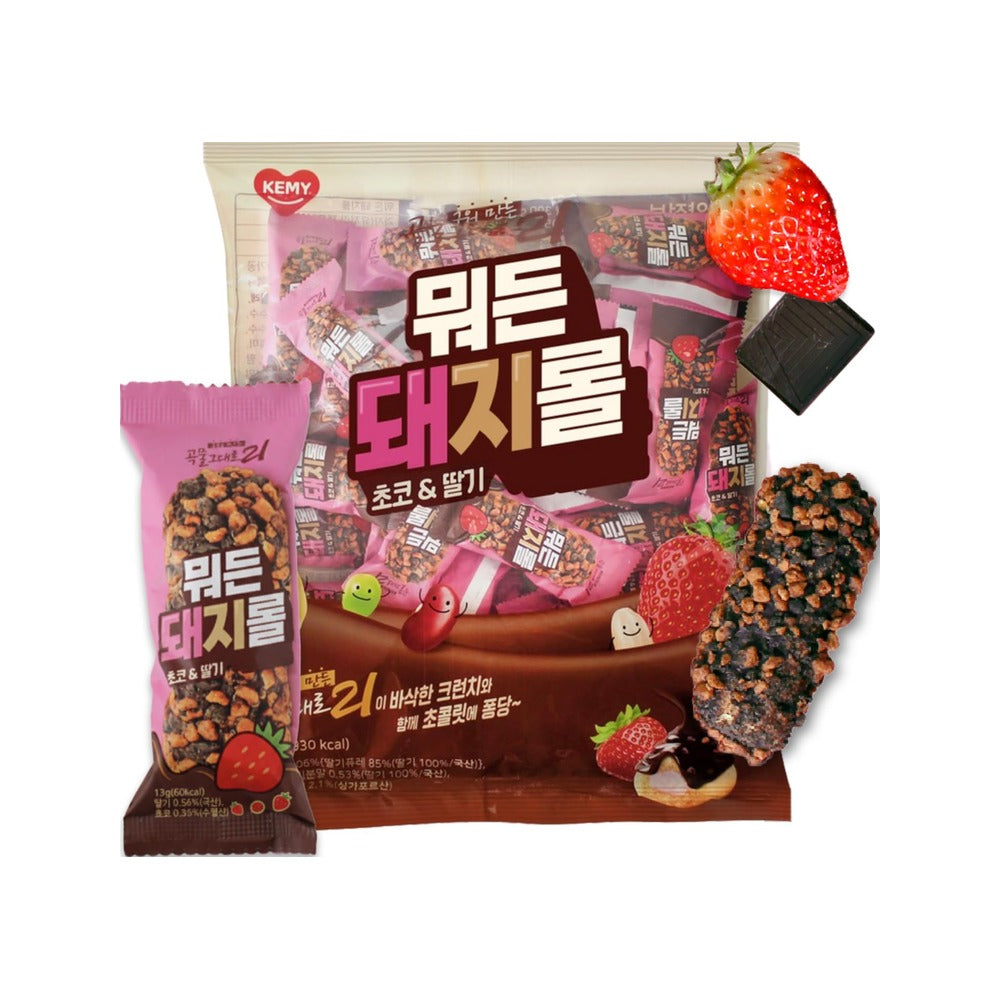 KEMY Piggy Roll Choco &amp; Aardbei-snack 13 g x 30