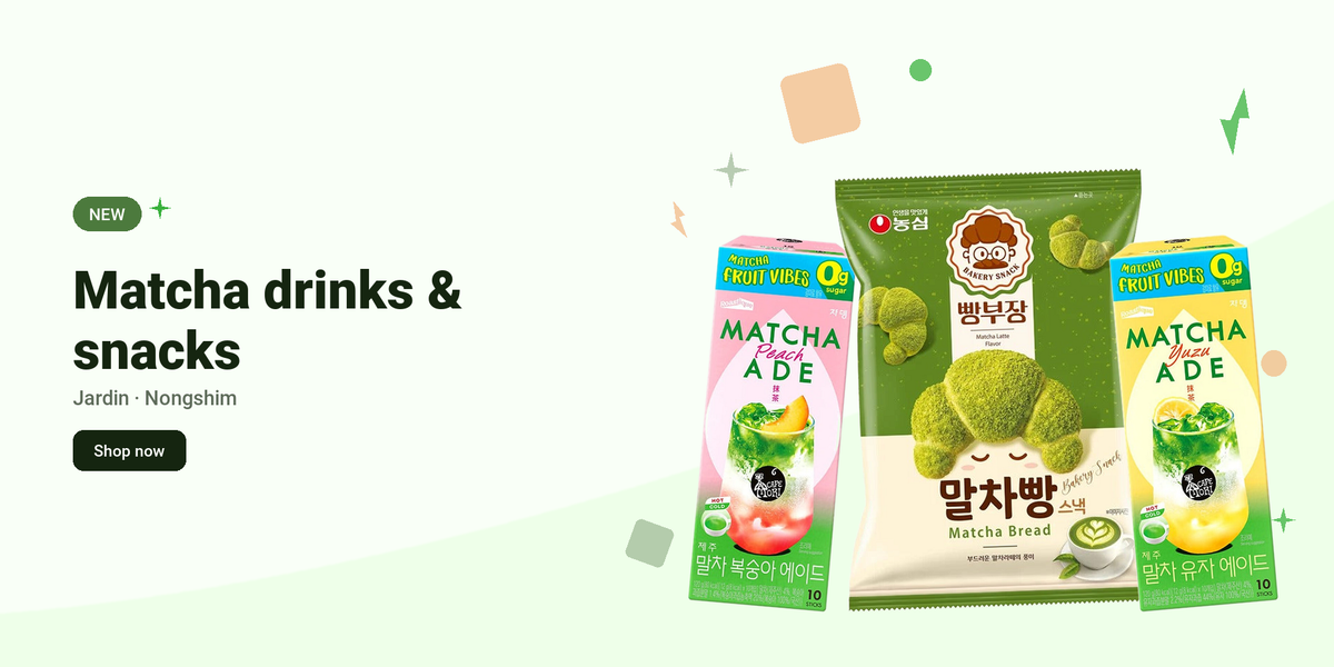 Matcha drinks & snacks - Shilla Market