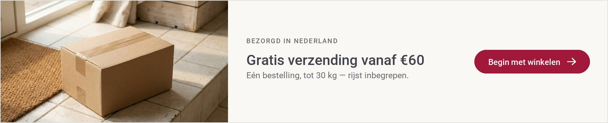 Bezorgd in Nederland: gratis verzending vanaf 60 euro